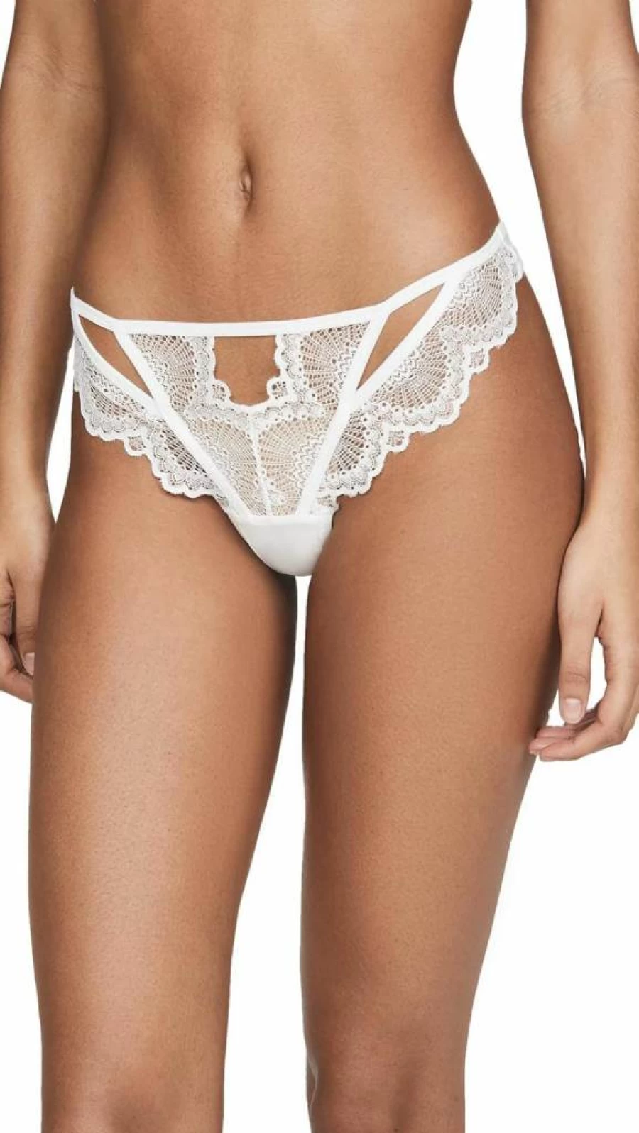 Thistle and Spire Women's Kane Cutout Thong - Sexy Lingerie High-Waisted Panty with Mesh Details