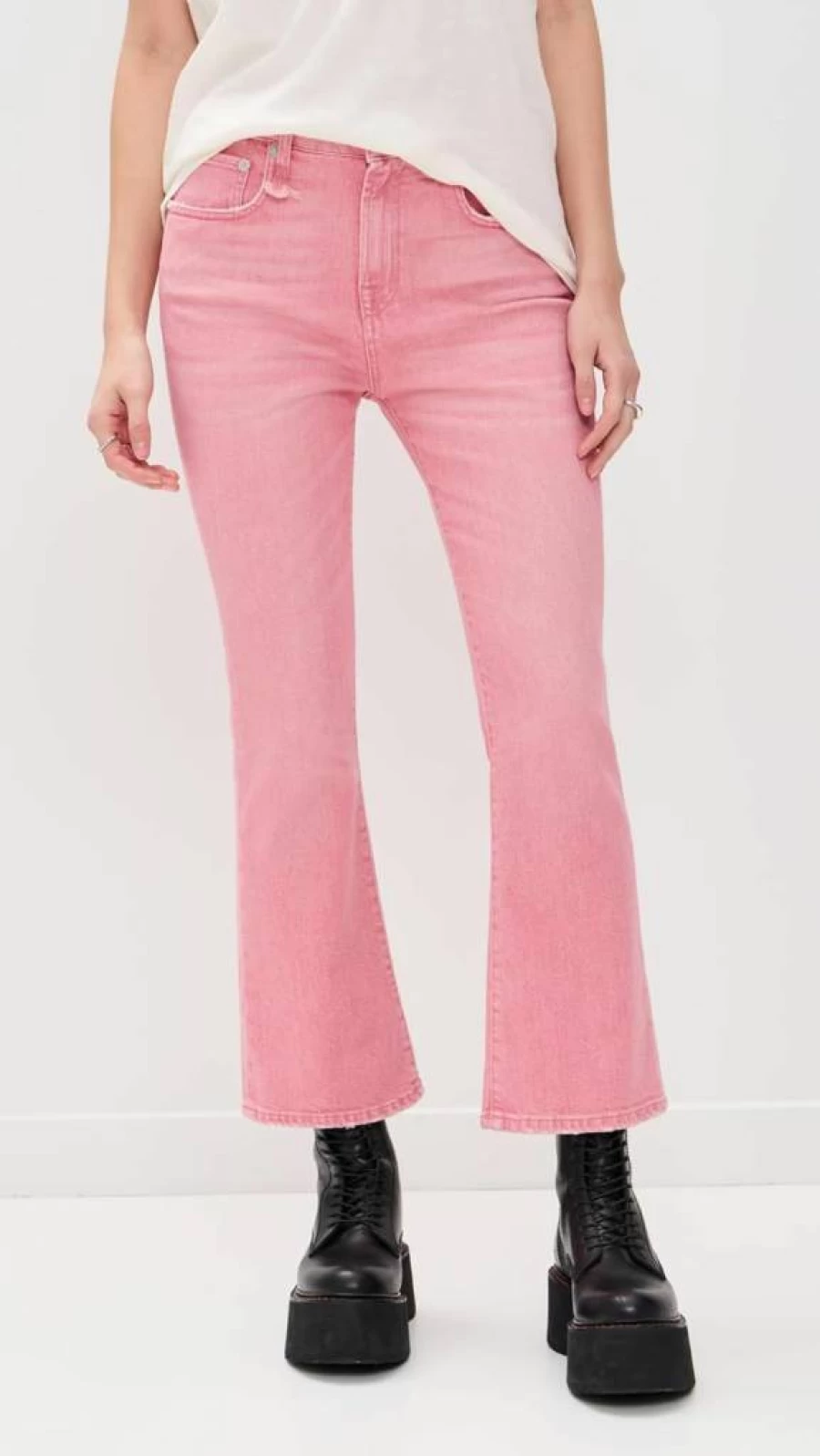 R13 Women's High-Rise Kick Flare Jeans - Stretch Denim Vintage Retro Style