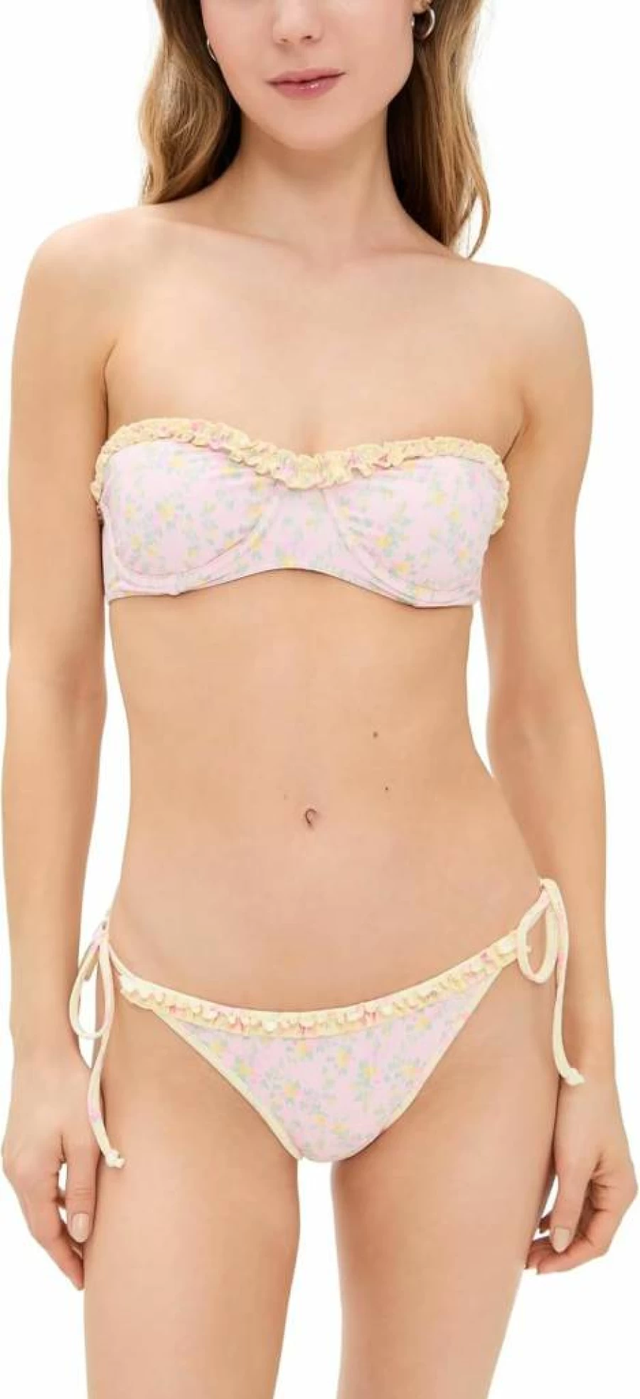 LOVESHACKFANCY Women's Tallie Bikini Set - Floral Print Swimwear Two-Piece High-Waisted Beachwear