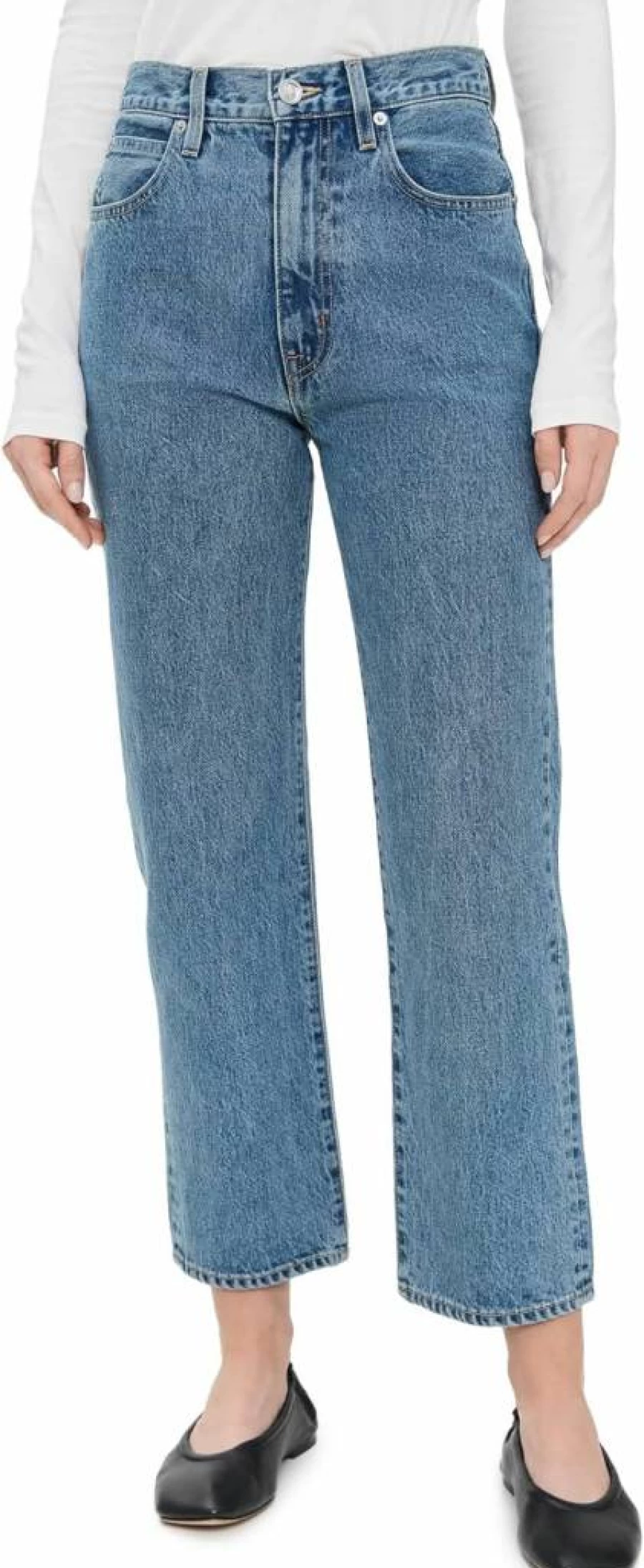 SLVRLAKE Women's High-Rise London Crop Jeans - Slim Fit Stretch Denim Ankle-Length Pants
