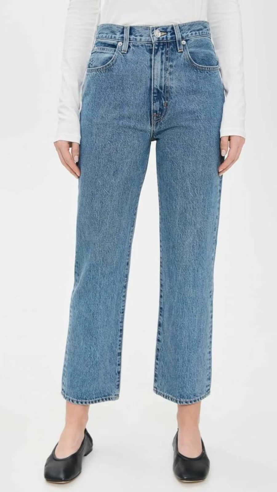 SLVRLAKE Women's High-Rise London Crop Jeans - Slim Fit Stretch Denim Ankle-Length Pants
