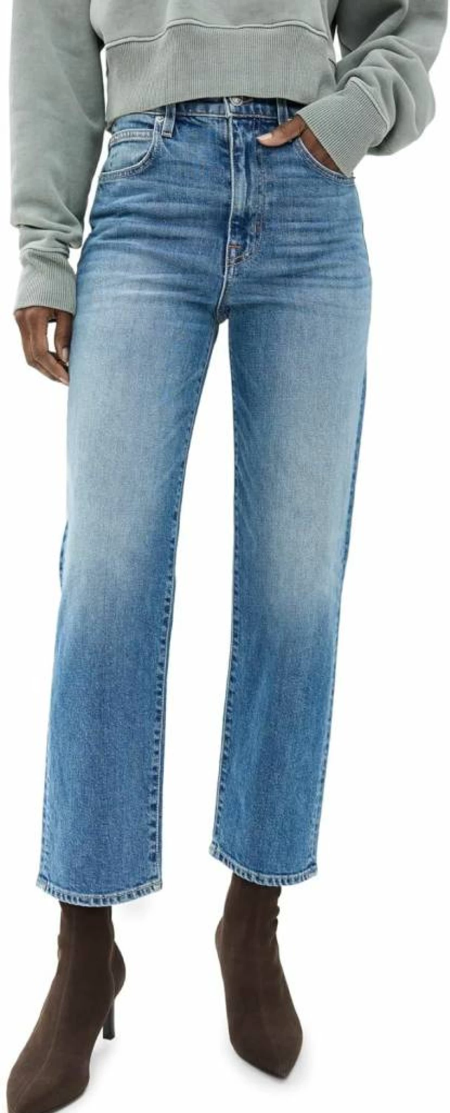 SLVRLAKE Women's High-Rise London Crop Jeans - Slim Fit Stretch Denim for Women