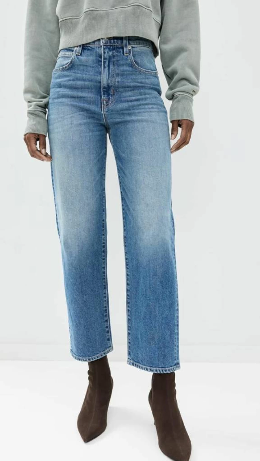 SLVRLAKE Women's High-Rise London Crop Jeans - Slim Fit Stretch Denim for Women