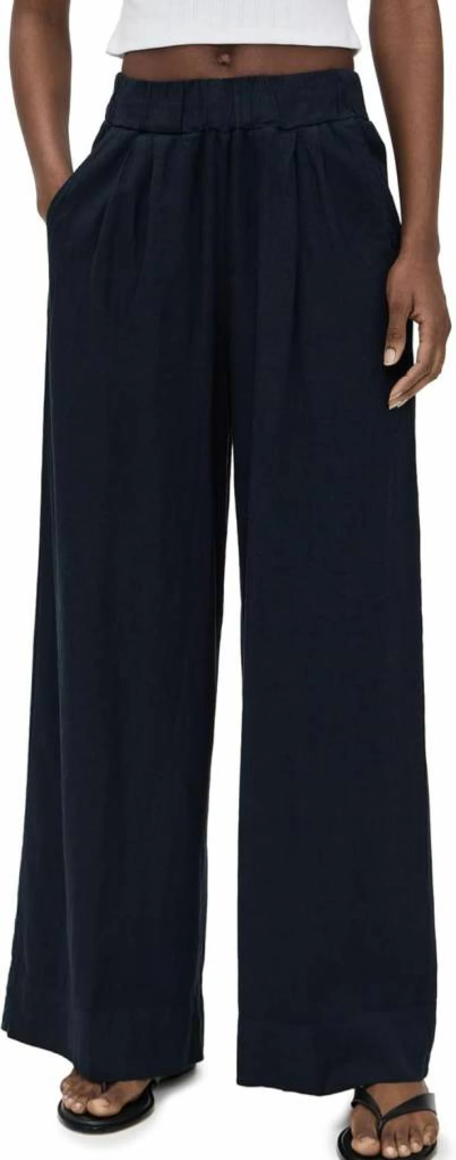 Stateside Women's Linen Wide Leg Pants Comfortable Pull-On Casual Trousers