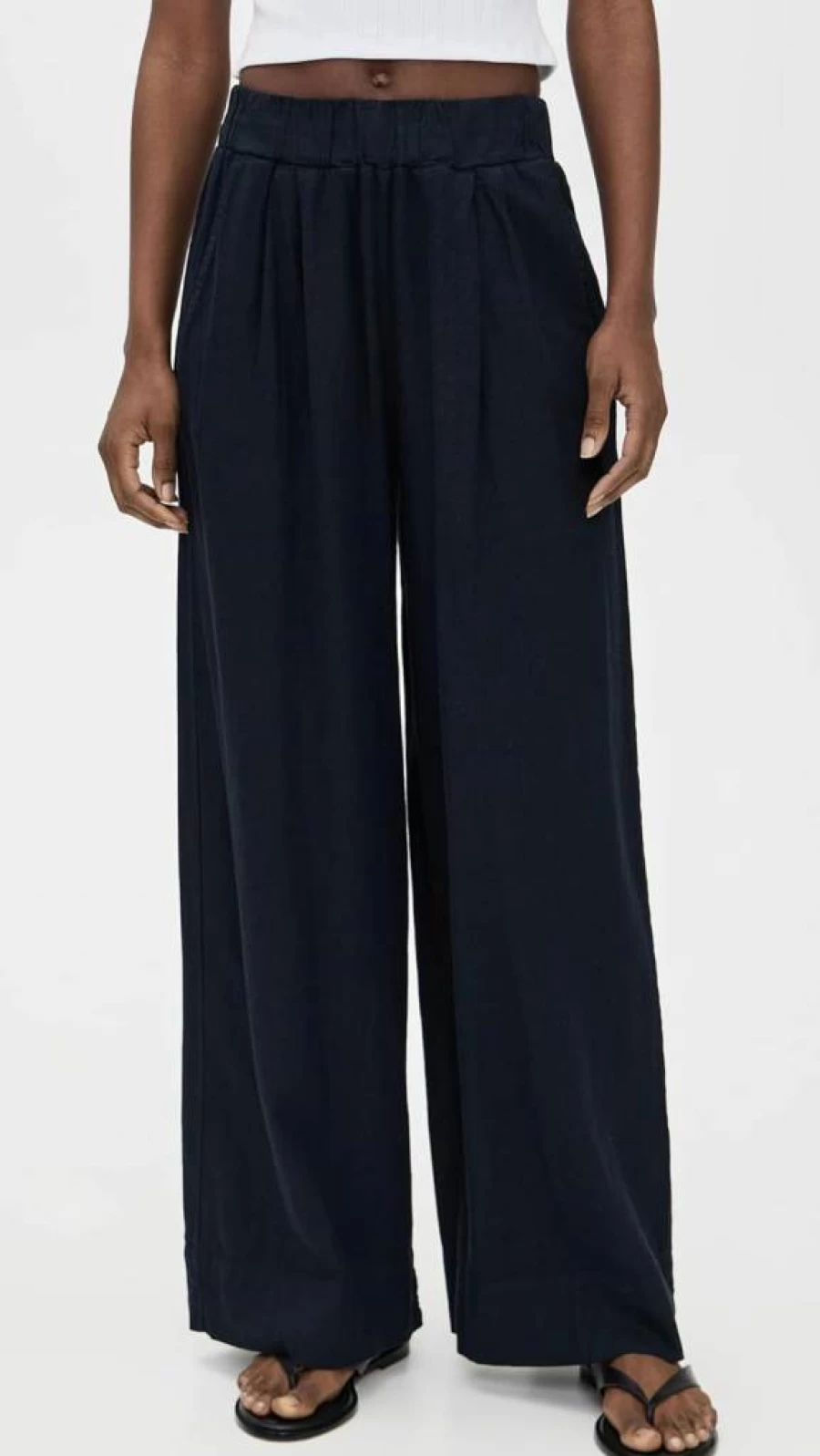 Stateside Women's Linen Wide Leg Pants Comfortable Pull-On Casual Trousers