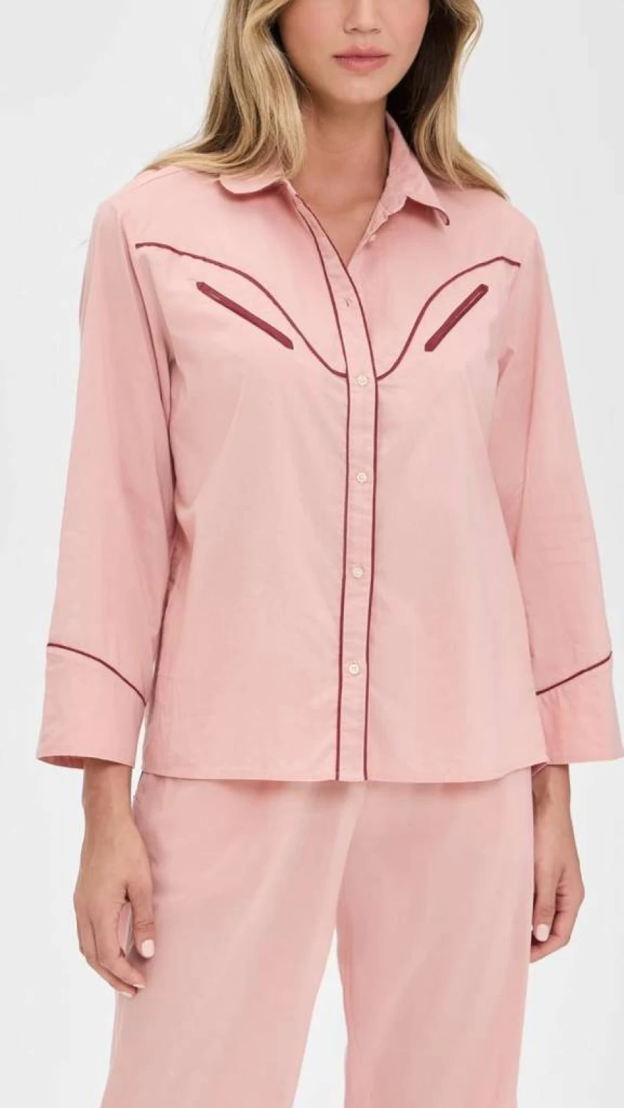 THE GREAT Women's Western Style Pajama Shirt - Comfortable Sleepwear Top