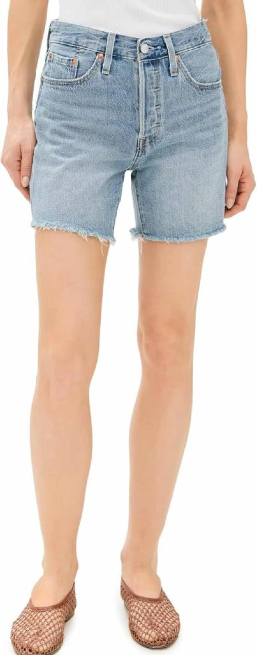 Levi's Women's 501 Mid Thigh Denim Shorts – Lightweight Comfort Fit