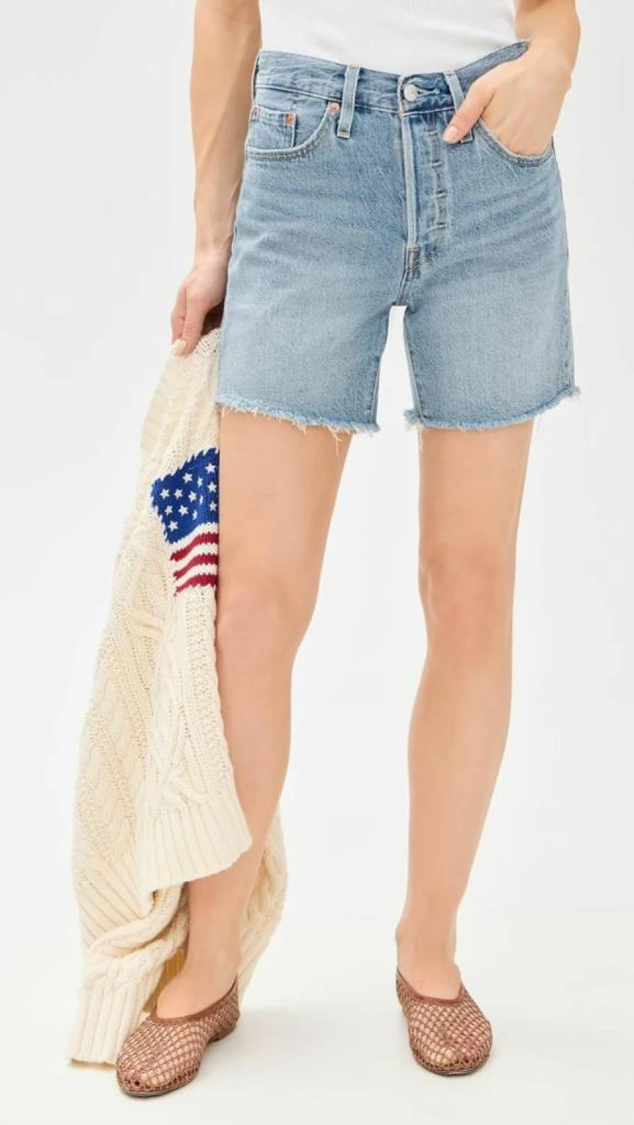 Levi's Women's 501 Mid Thigh Denim Shorts – Lightweight Comfort Fit