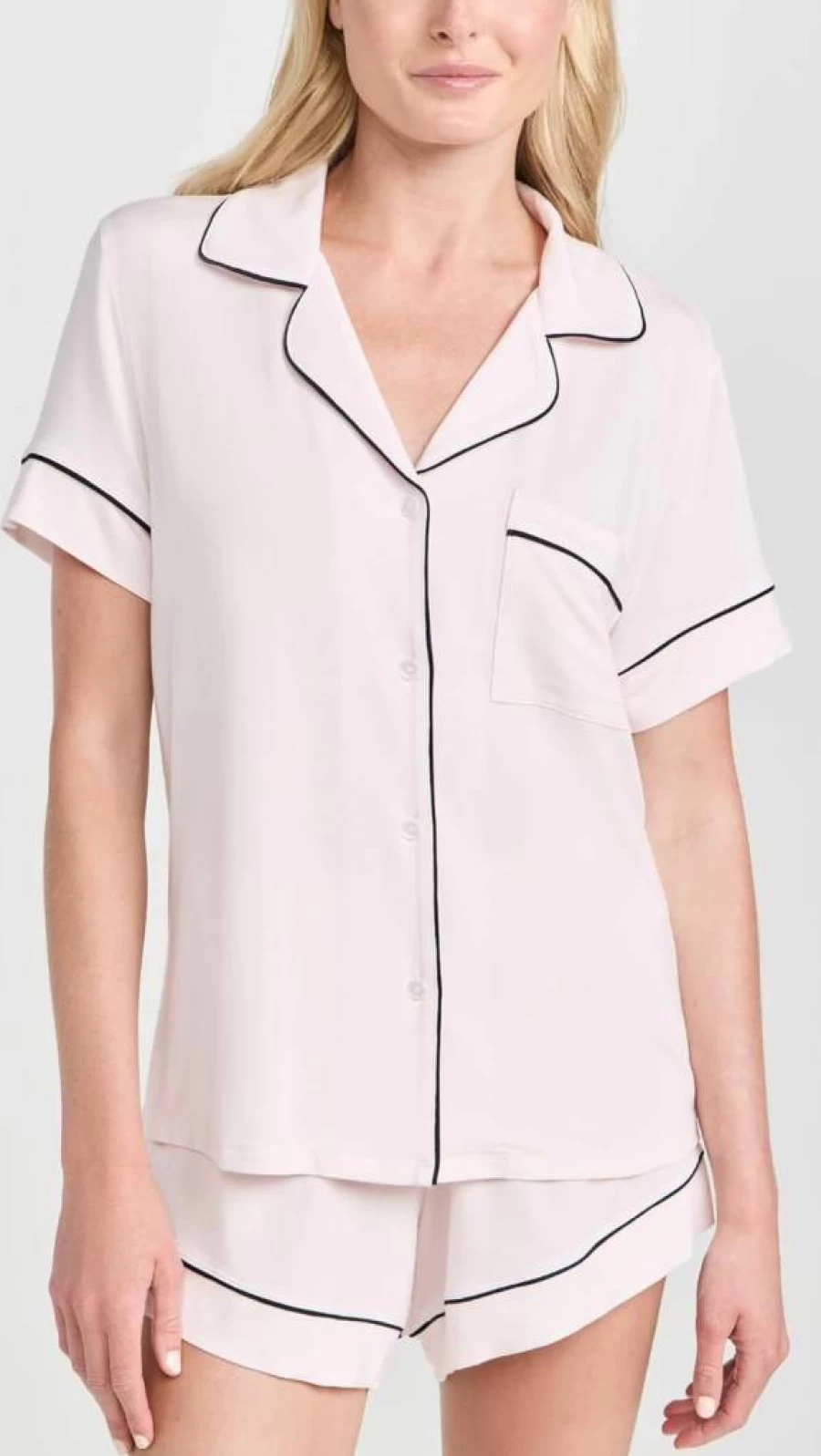 Eberjey Gisele Relaxed Short Pajama Set for Women - Soft Sorbet Pink & Black Sleepwear