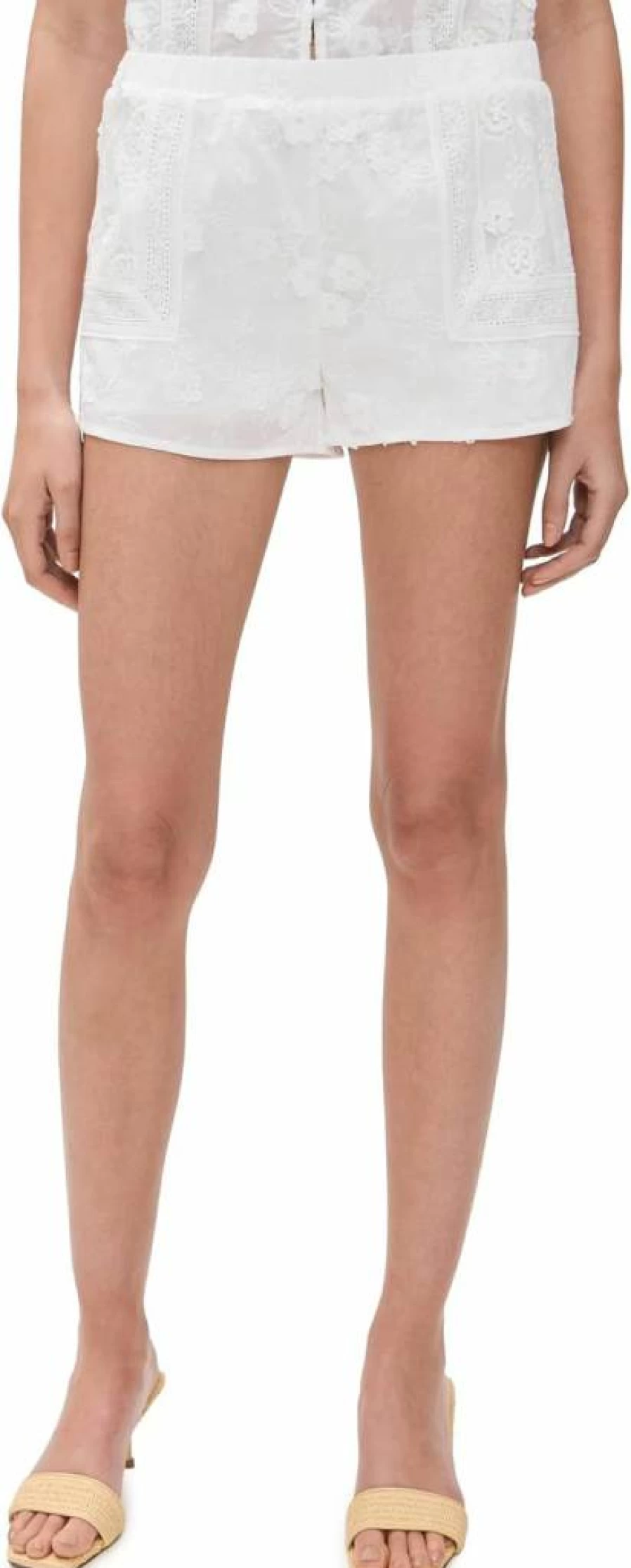 Amanda Uprichard Women's Norina High-Waisted Denim Shorts - Classic Blue Stretch Fit Summer Fashion