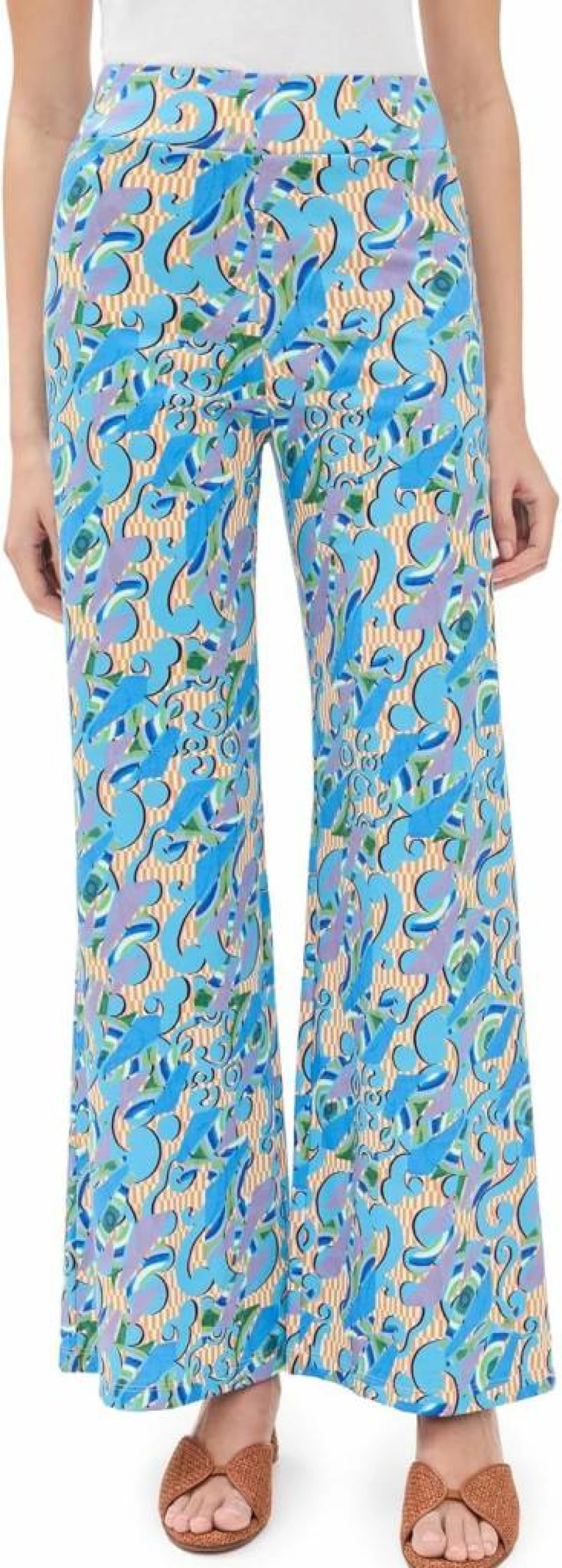 De Loreta Women's High-Waisted Lace Trim Surplice Pants - Elegant Comfort & Style