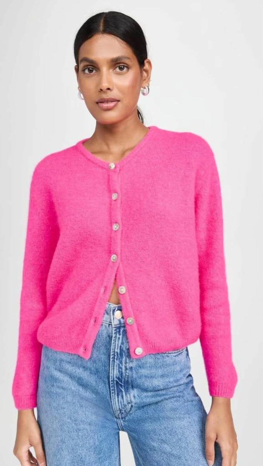 American Vintage Women's Cardigan Sweater - Classic Knit Open Front V-Neck Long Sleeve Wrap