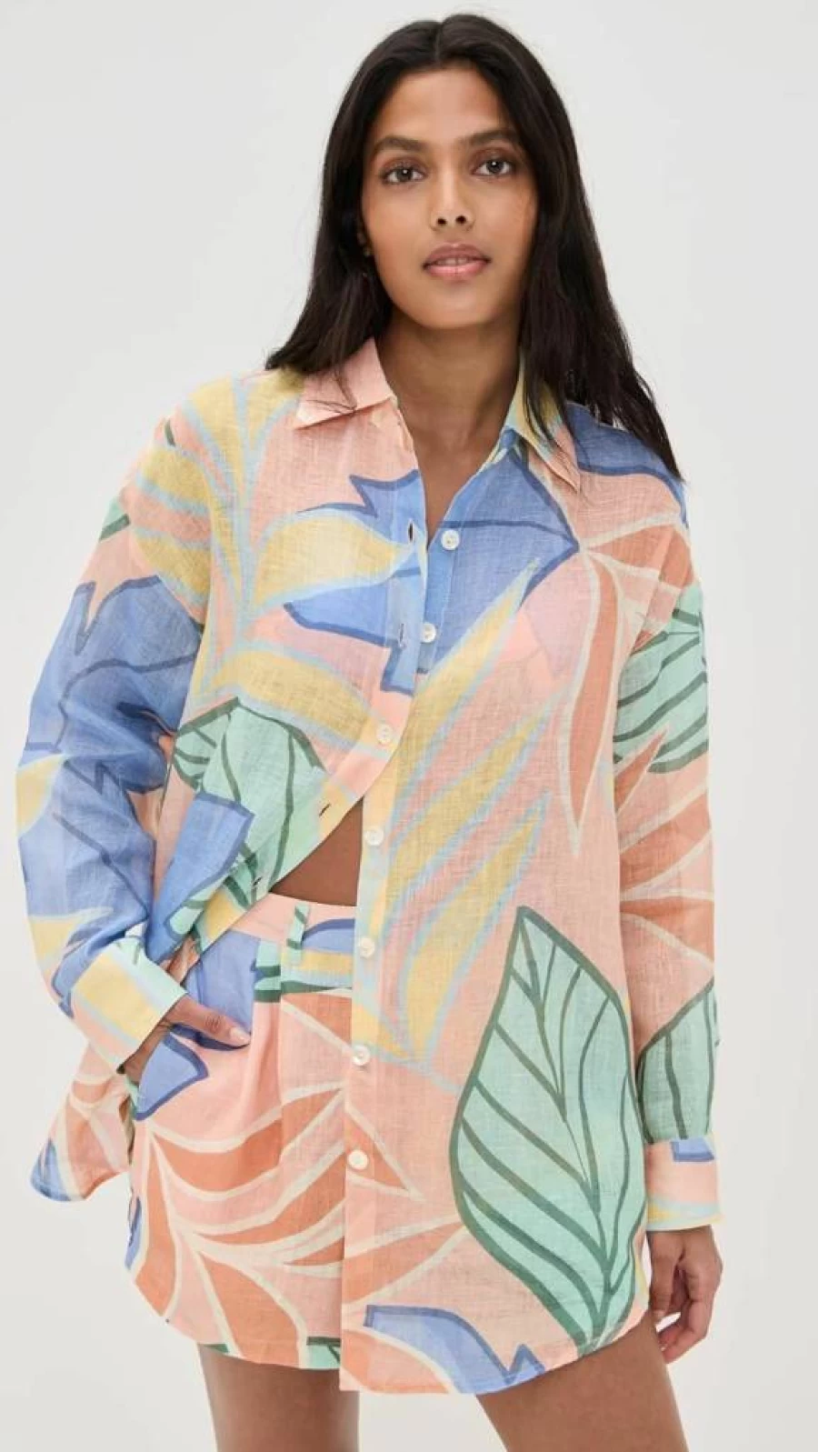 Vitamin A Women's Playa Boyfriend Shirt - Relaxed Fit Linen Beach Top