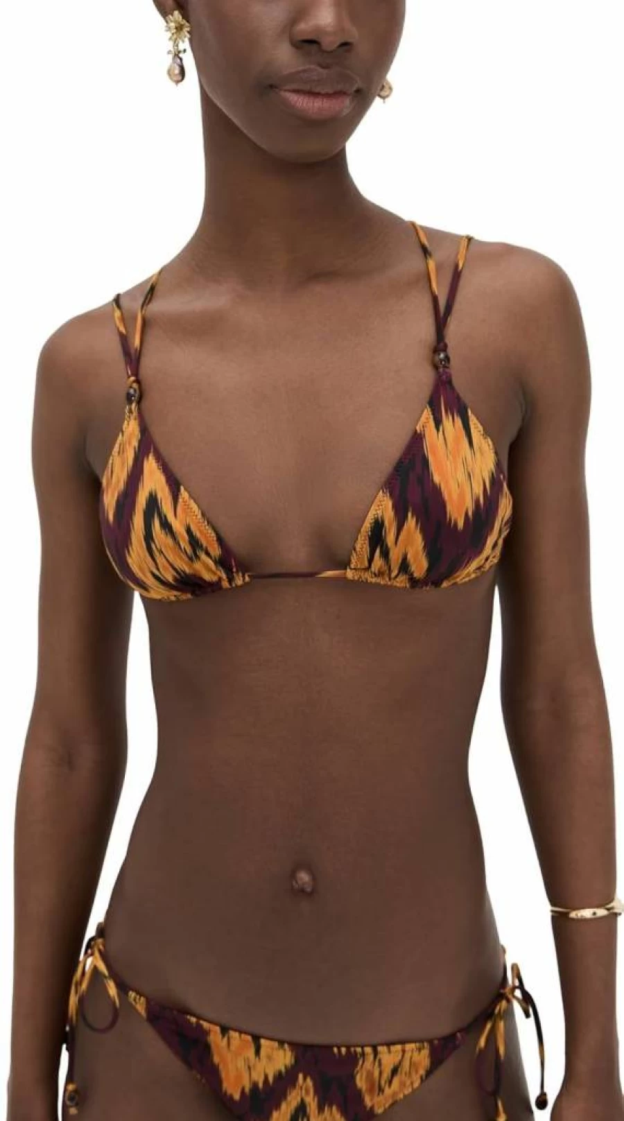 Ulla Johnson Women's Kianna String Triangle Bikini Top - Floral Print Swimwear for Women