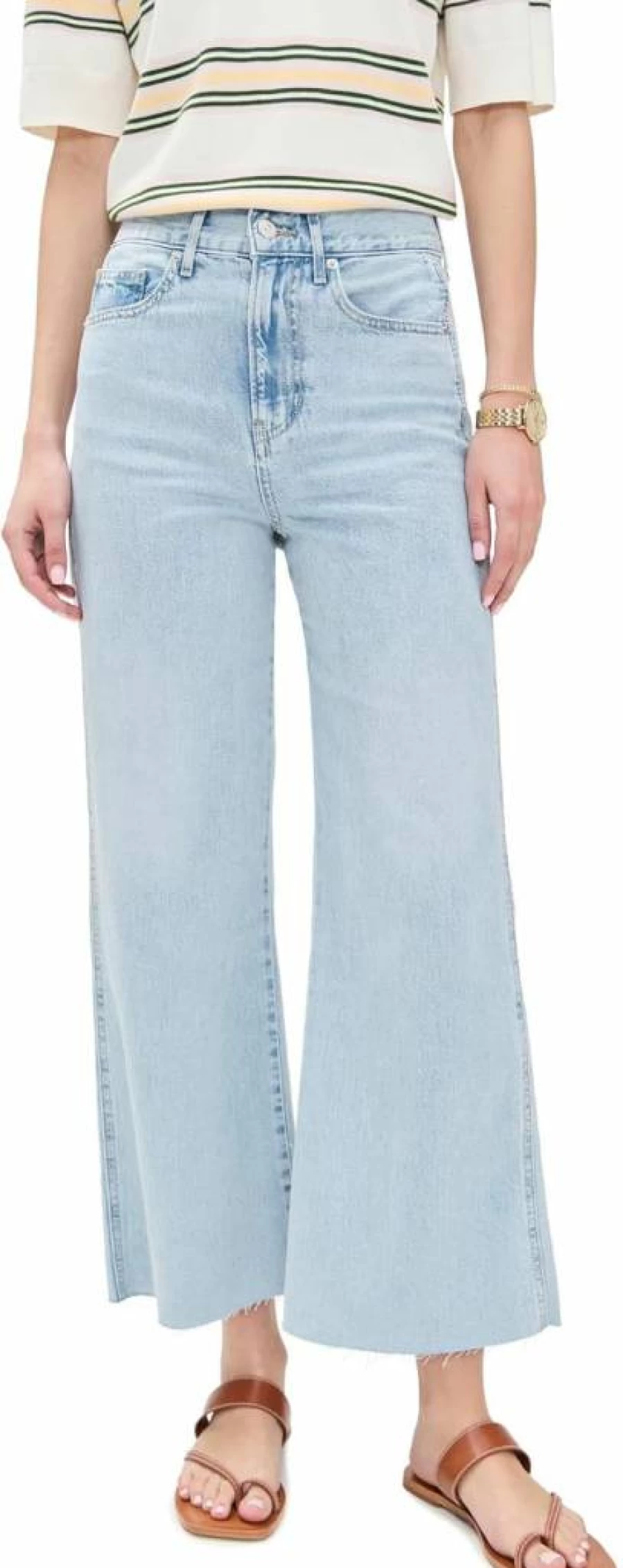 Veronica Beard Cropped Wide-Leg Jeans | Women's High-Waisted Denim Pants