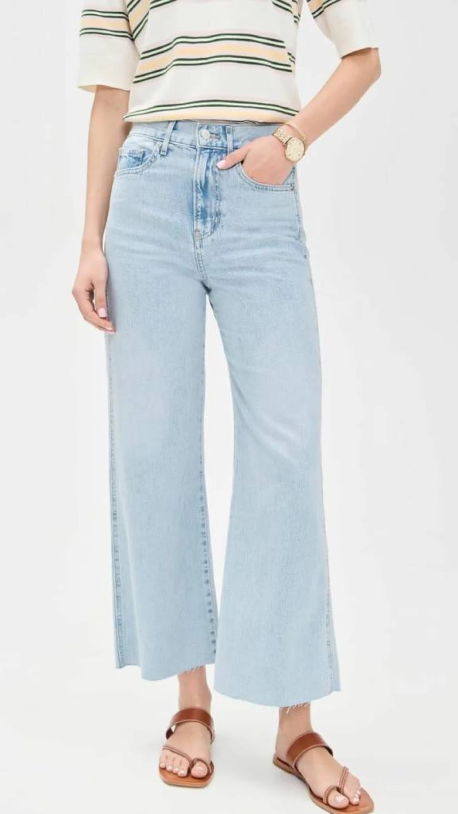 Veronica Beard Cropped Wide-Leg Jeans | Women's High-Waisted Denim Pants