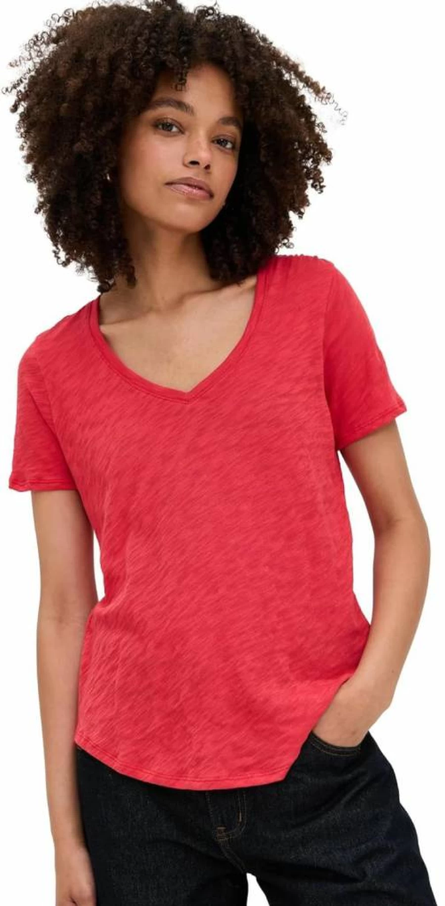 Anthony Thomas Melillo Women's Slub Jersey Classic V-Neck T-Shirt | Soft Casual Tee
