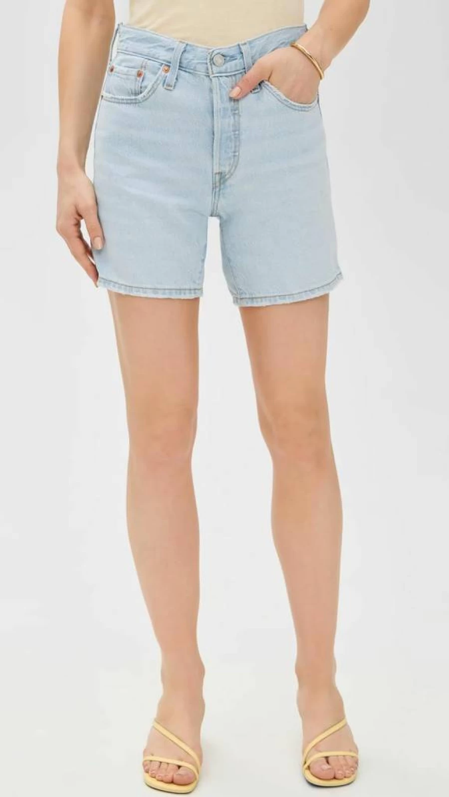 Levi's Women's 501 Lightweight Denim Shorts - Mid Thigh Length Casual Comfort Fit
