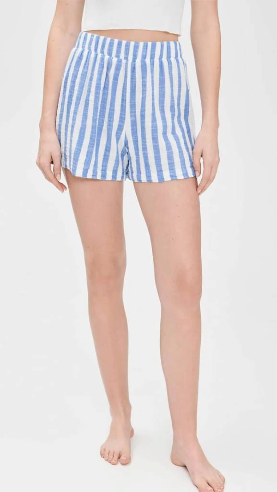 Z SUPPLY Women's Casual Morning Stripe High-Waisted Shorts - Comfortable Summer Beach Shorts with Striped Design