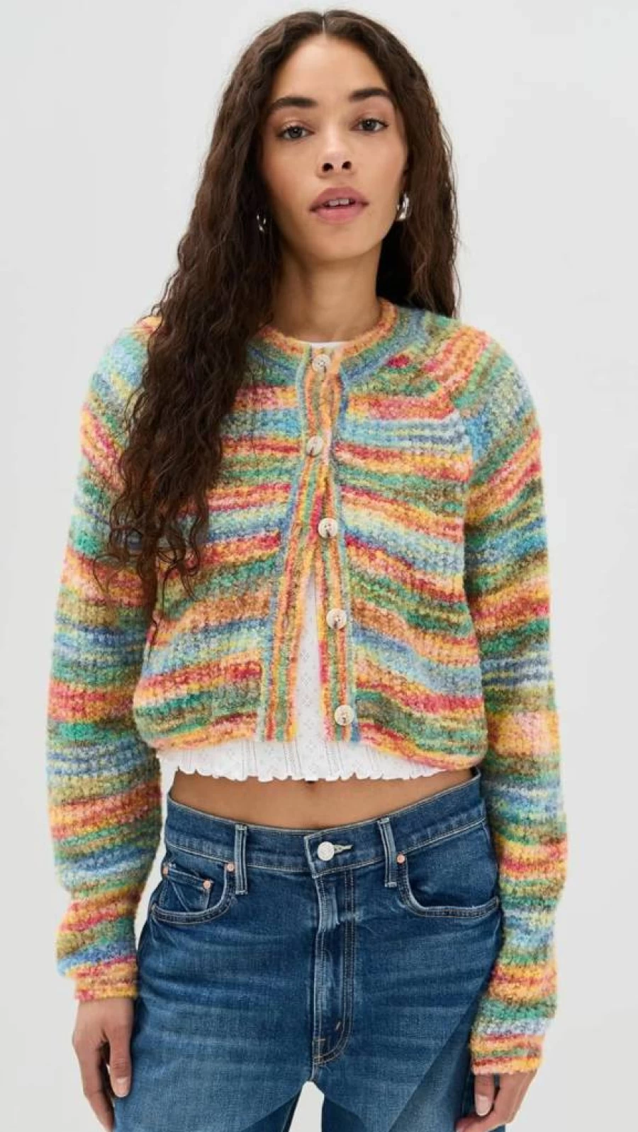 MOTHER Women's Raglan Crop Alpaca Cardigan Sweater
