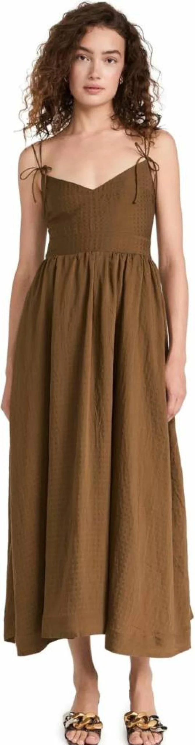 En Saison Women's Bree Midi Dress - Flowy Summer Casual Dress with V-Neck and Short Sleeves
