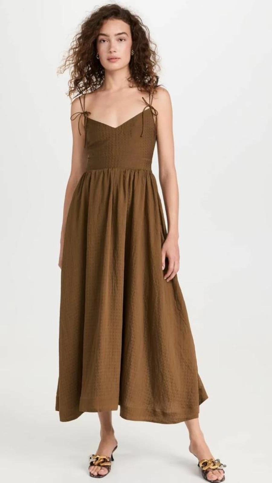 En Saison Women's Bree Midi Dress - Flowy Summer Casual Dress with V-Neck and Short Sleeves