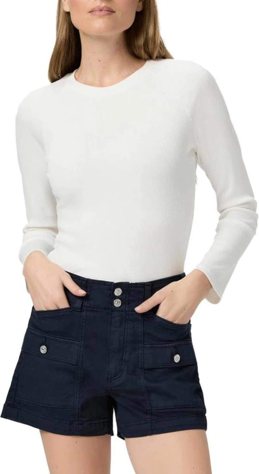 PAIGE Women's Olivia Cargo Shorts | High-Waisted Casual Shorts with Pockets | Denim & Comfort Fit