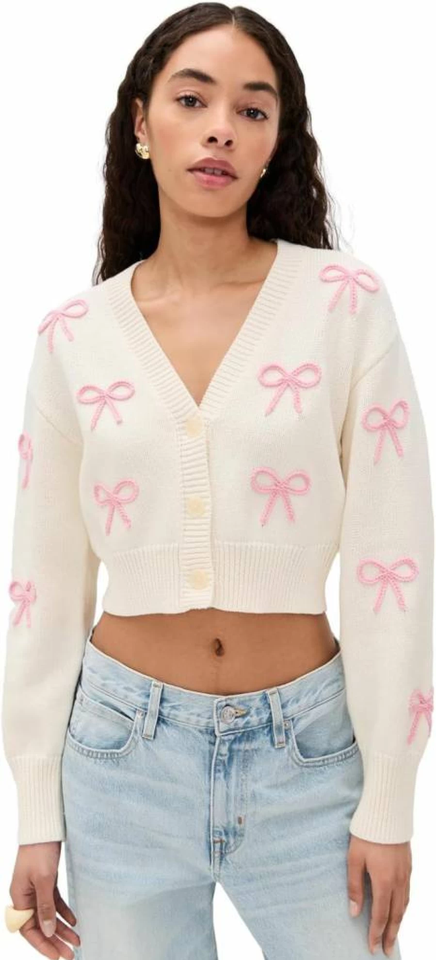 LOVESHACKFANCY Women's Francette Cardigan Sweater - Feminine Knit Top