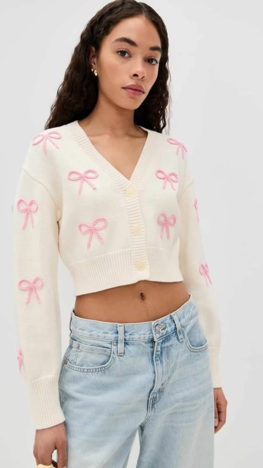 LOVESHACKFANCY Women's Francette Cardigan Sweater - Feminine Knit Top