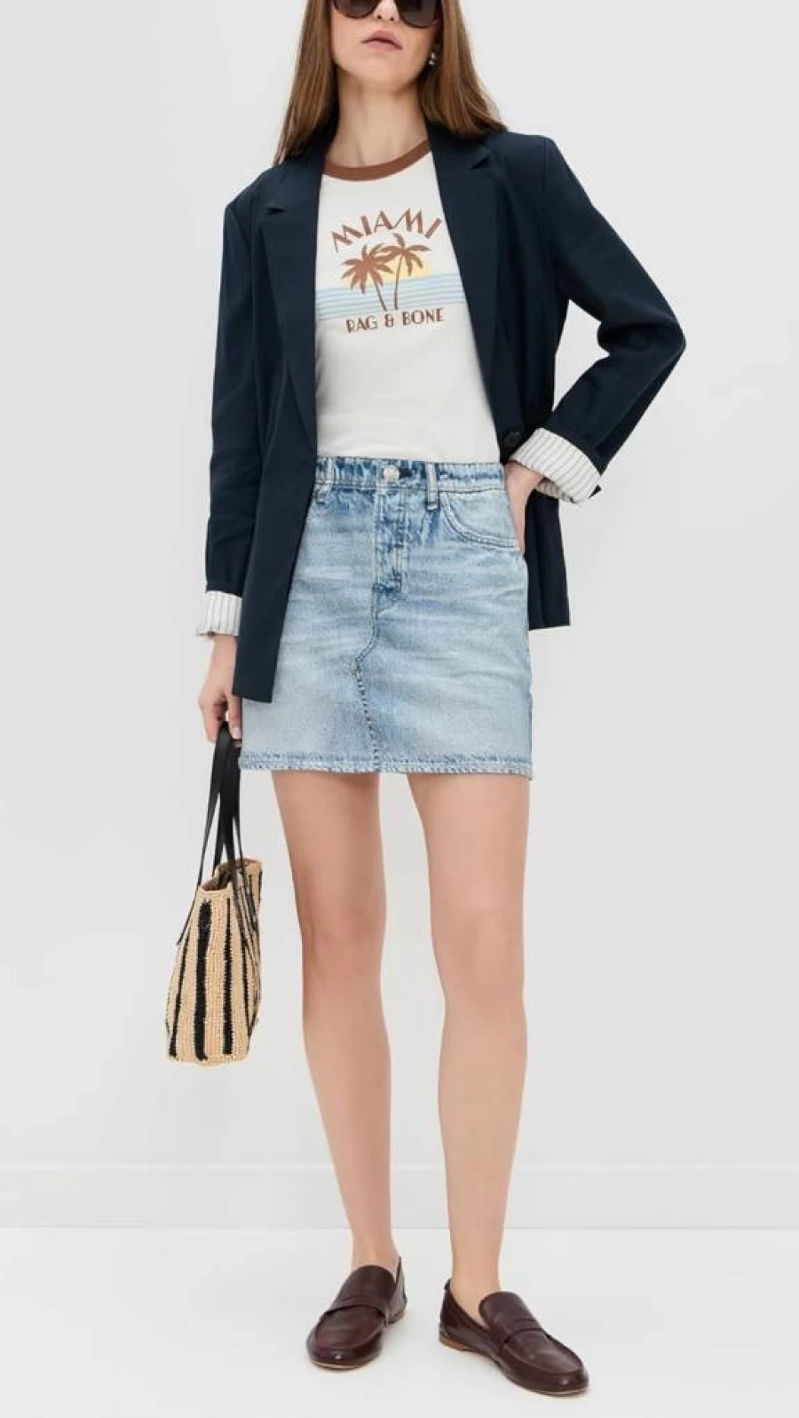 Rag & Bone Women's Miramar Terry Mini Skirt | Stretch Cotton Short Skirt | Casual Summer Style