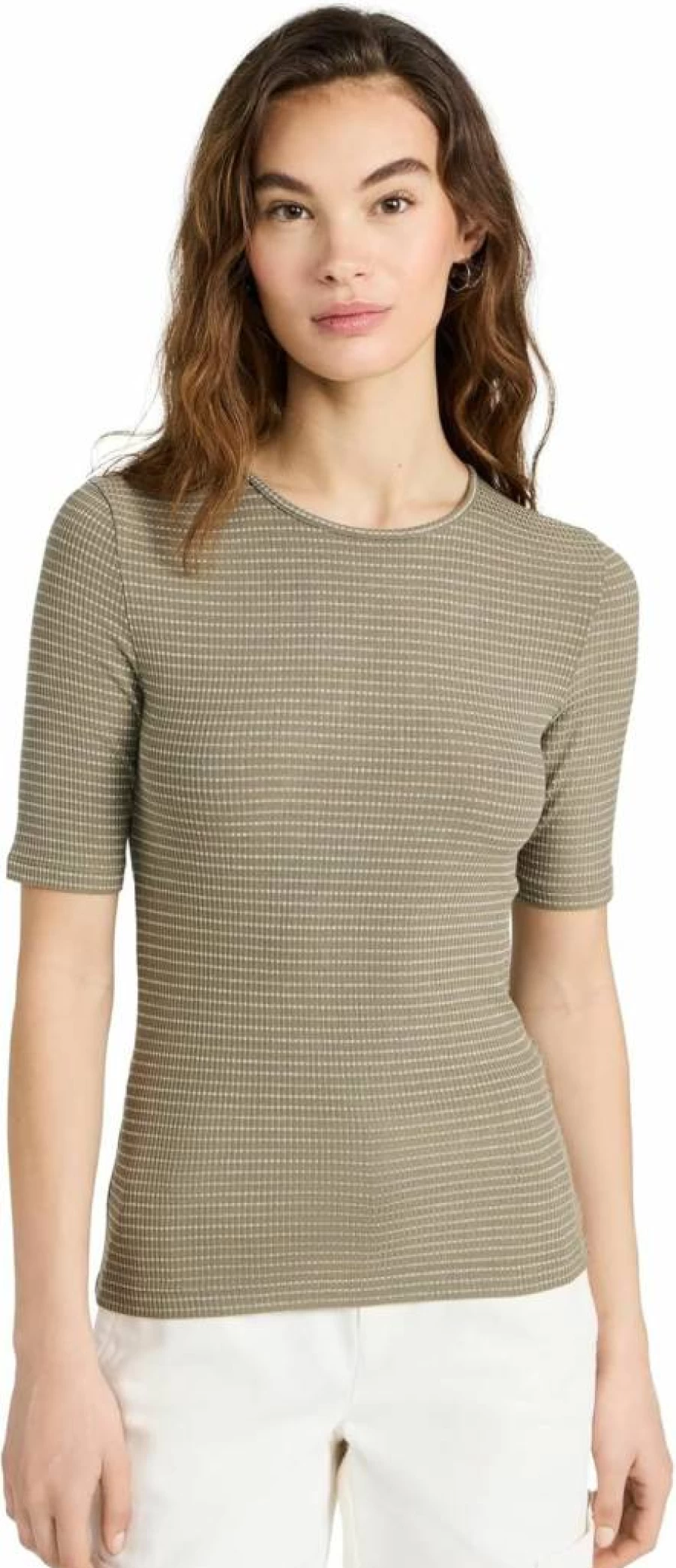 Vince Women's Striped Short Sleeve Crewneck T-Shirt