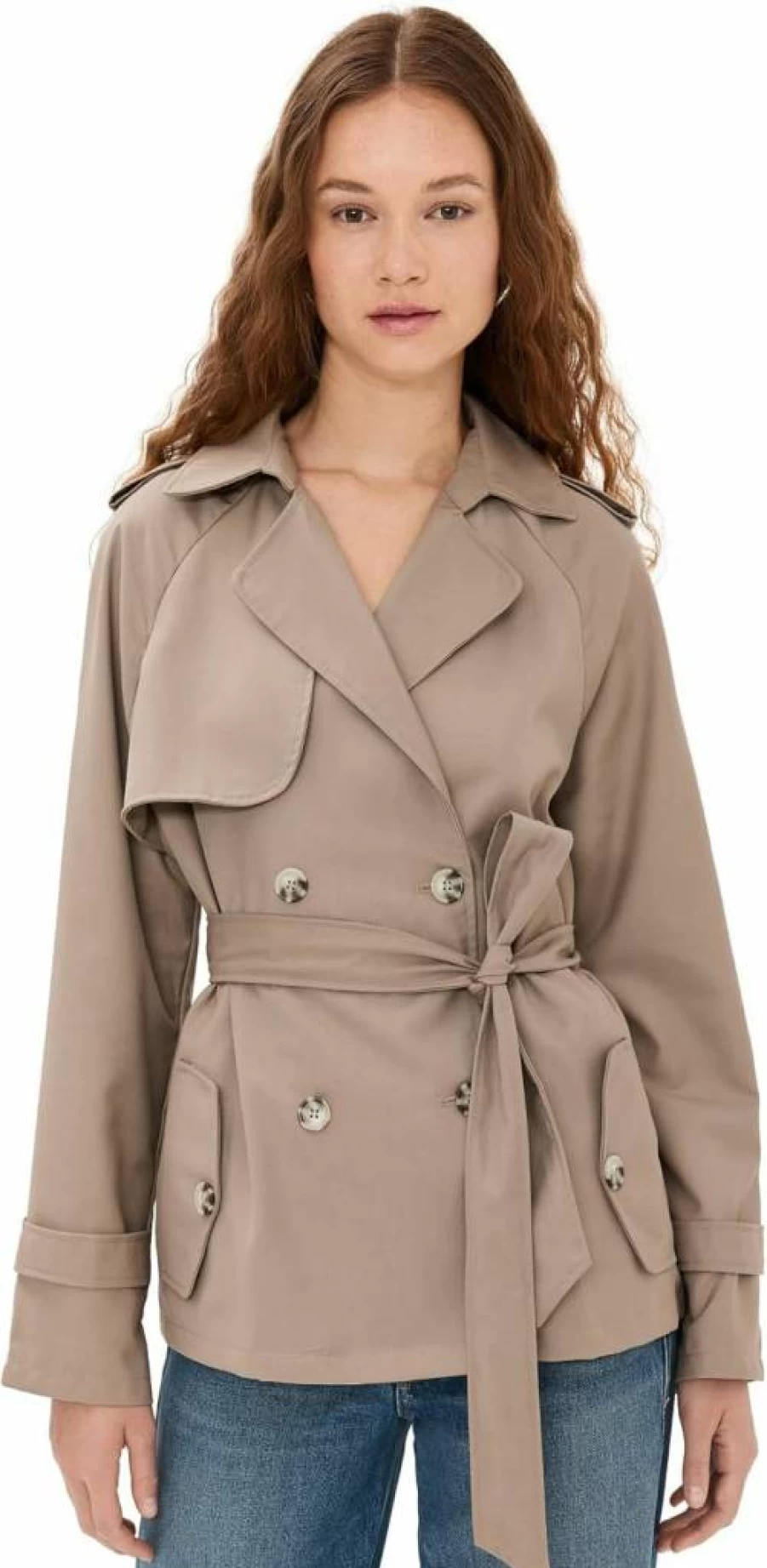 Lioness Women's Cropped Trench Coat - Stylish Short Waterproof Jacket for Fashion Outerwear
