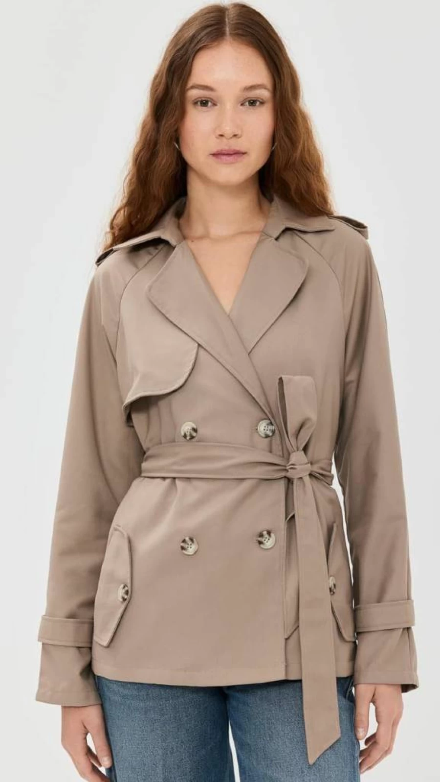 Lioness Women's Cropped Trench Coat - Stylish Short Waterproof Jacket for Fashion Outerwear