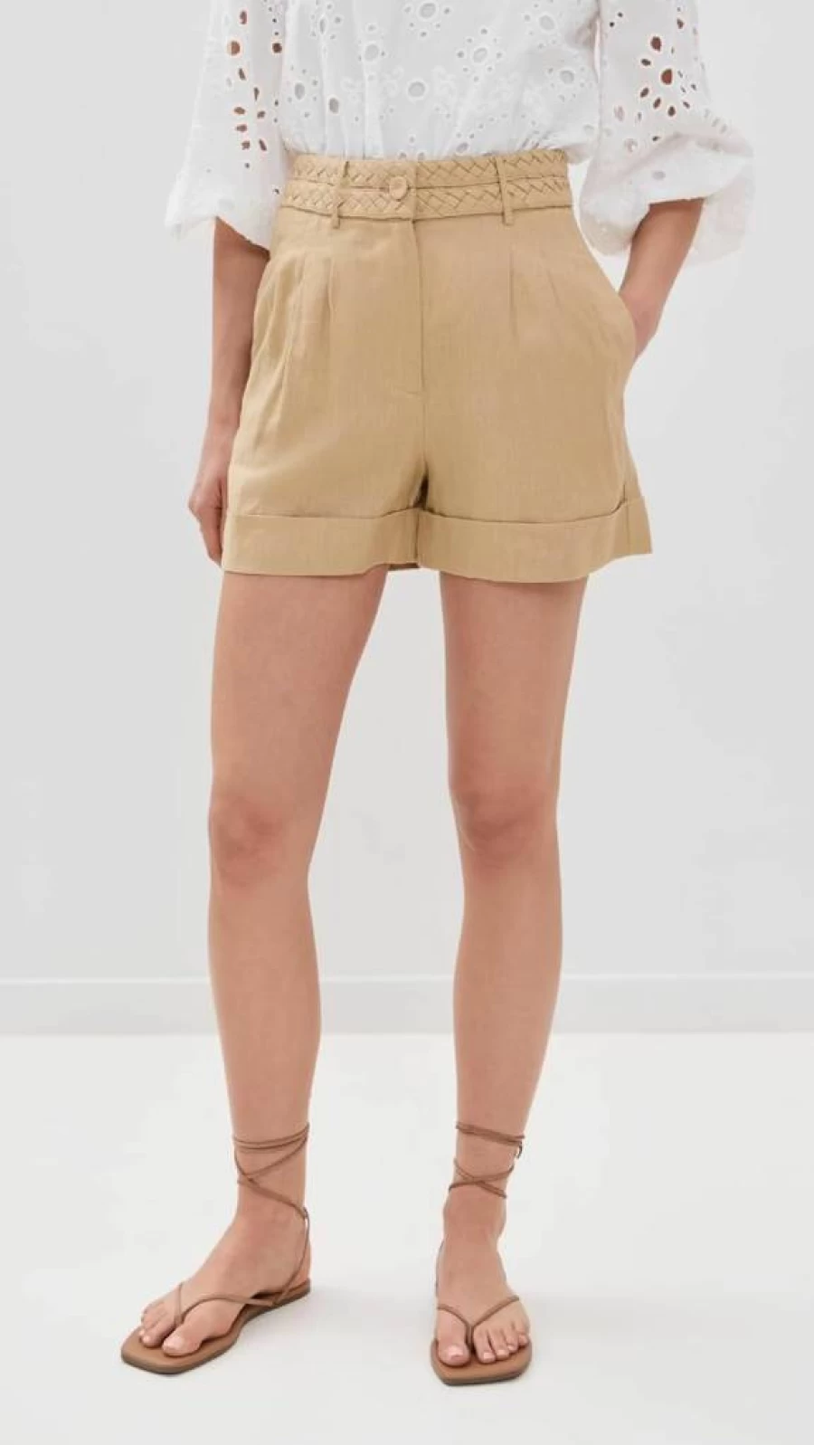 Figue Women's Uma High-Waisted Linen Shorts - Summer Casual Comfort