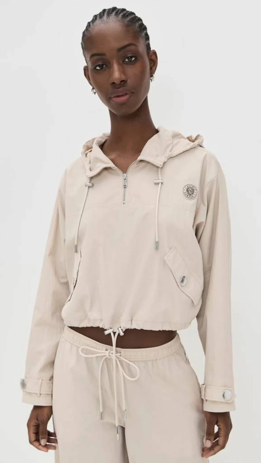 L'AGENCE Women's Bronwyn Crop Windbreaker Jacket - Lightweight Water-Resistant Outerwear