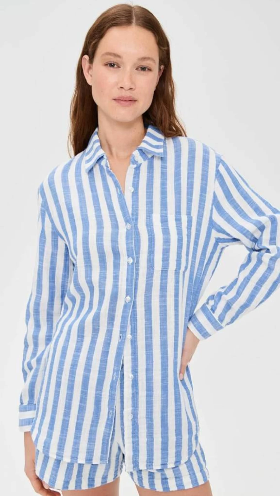 Z SUPPLY Women's Saturdays Striped Button-Down Shirt Casual Comfort Fit Top