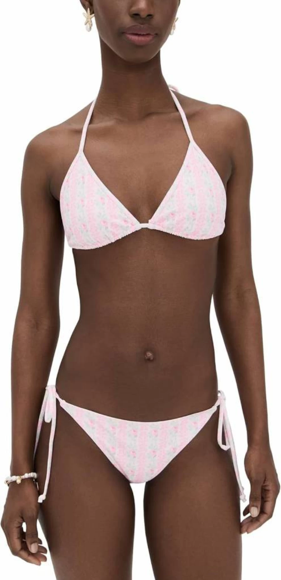 LOVESHACKFANCY Women's Harbor Bikini Set - Floral Print Swimsuit Two Piece High Waisted Beachwear