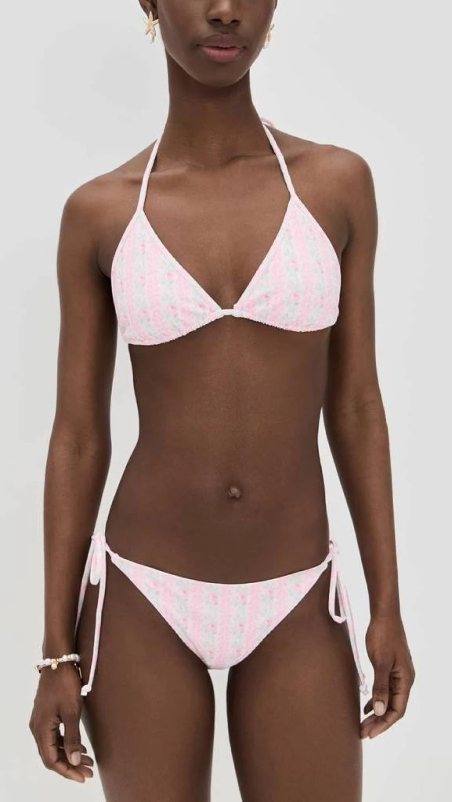 LOVESHACKFANCY Women's Harbor Bikini Set - Floral Print Swimsuit Two Piece High Waisted Beachwear