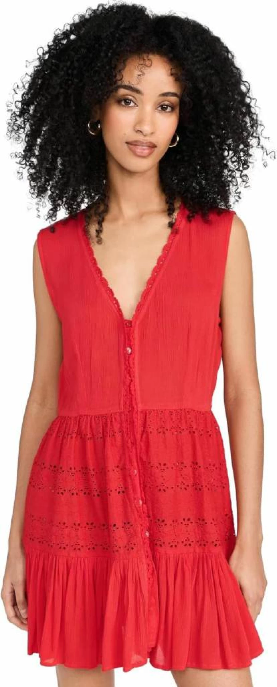 Playa Lucila Women's Eyelet Lace Summer Dress - Floral Bohemian Beach Dress