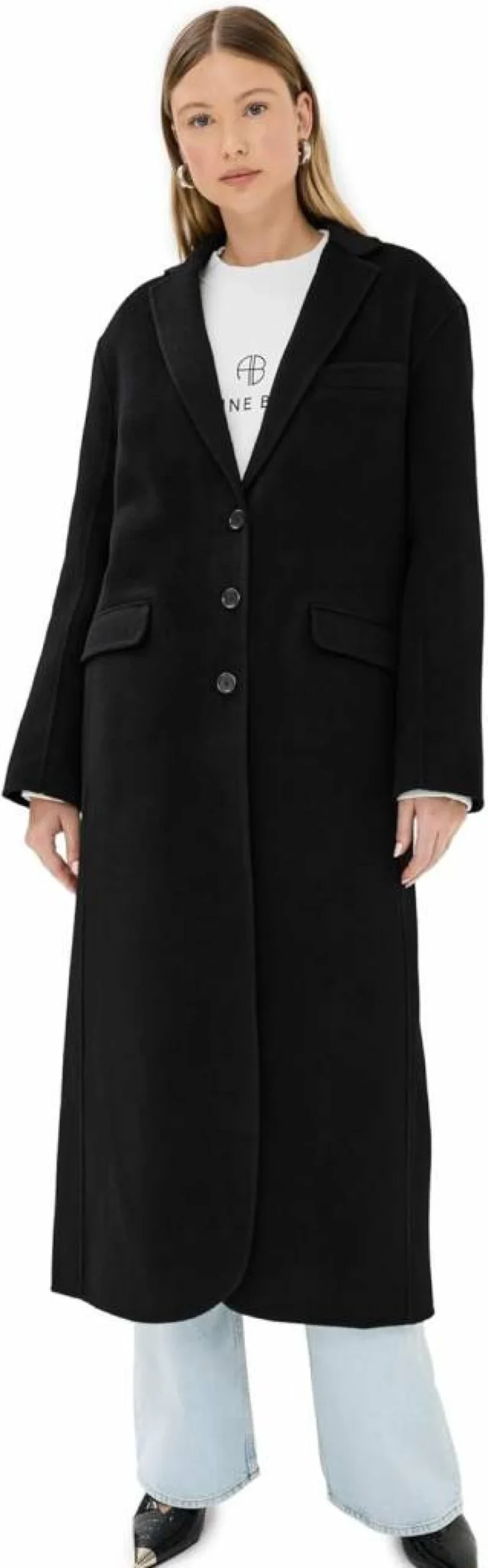 ANINE BING Women's Quinn Coat - Premium Wool Blend Trench Coat for Women