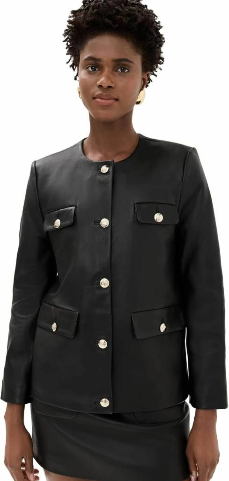 ANINE BING Women's Lydia Jacket - Premium Leather Biker Style Outerwear for Women