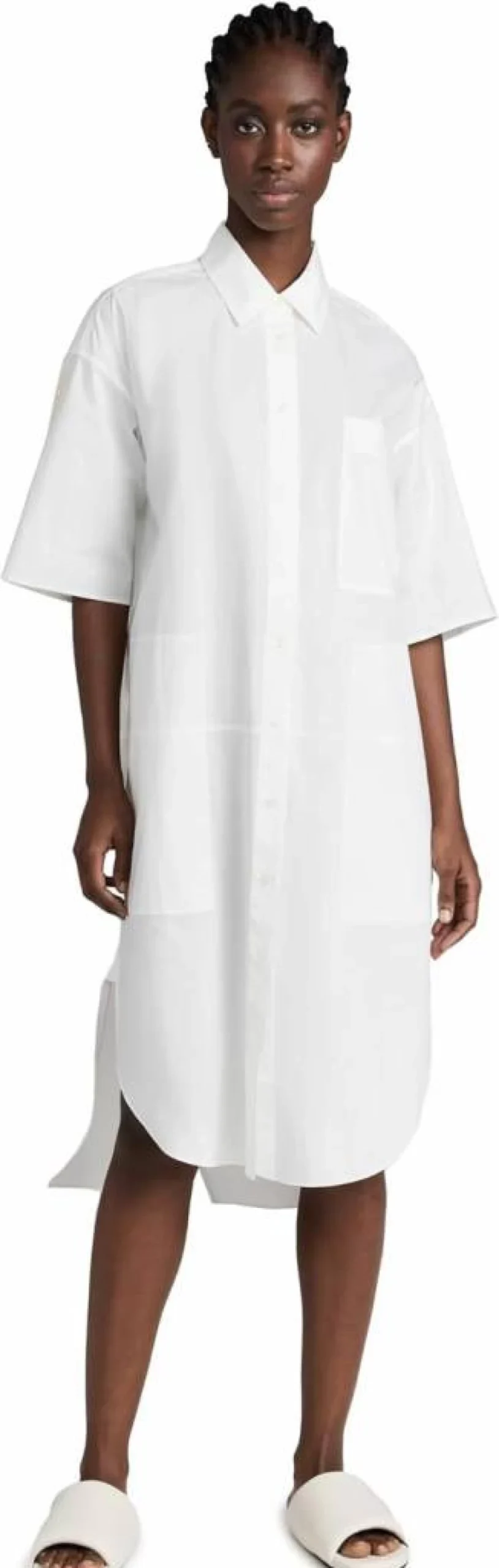 Lee Mathews Women's Poplin Short Sleeve Shirt Dress - Casual Summer Dress with Button Front