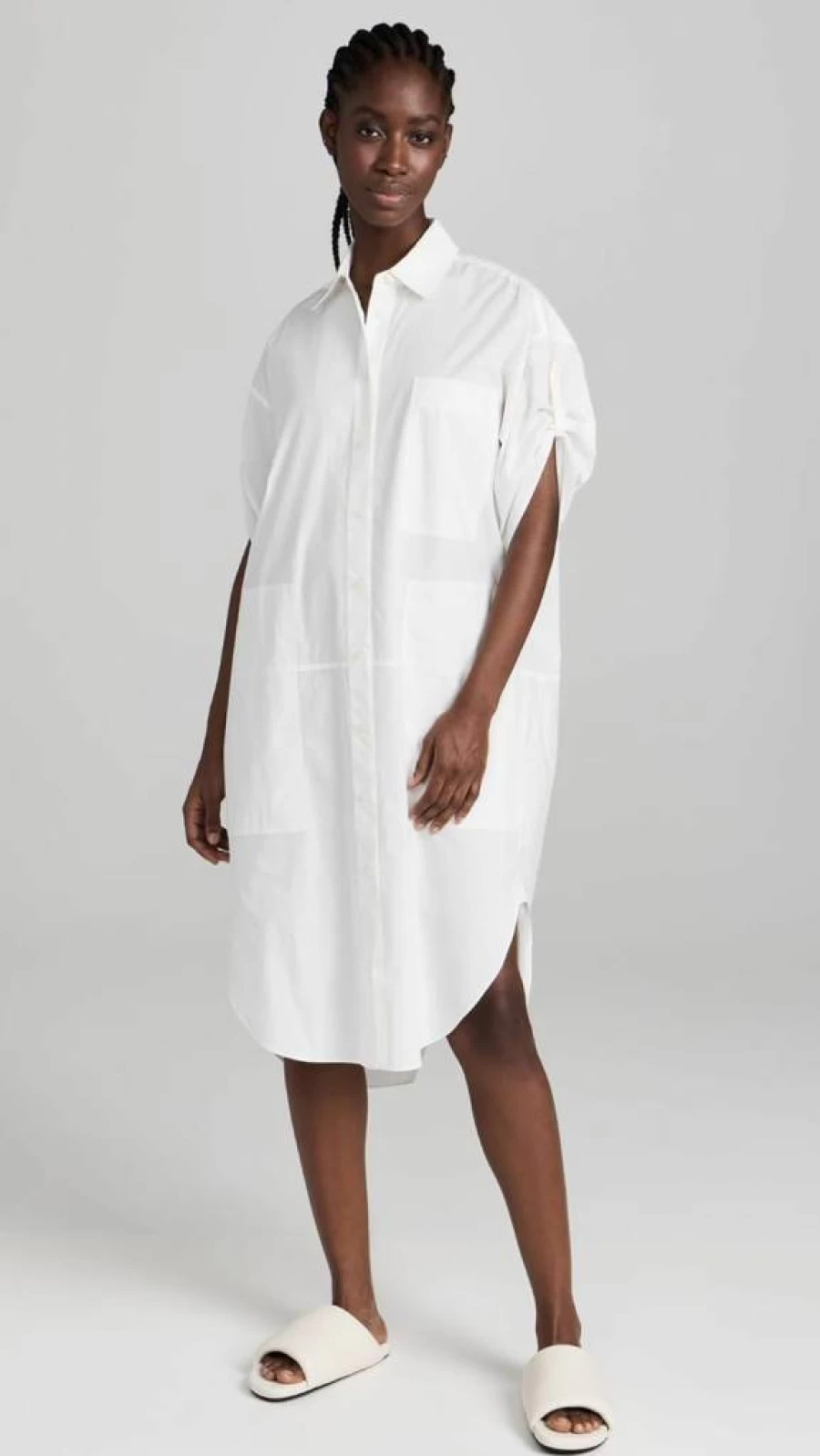 Lee Mathews Women's Poplin Short Sleeve Shirt Dress - Casual Summer Dress with Button Front