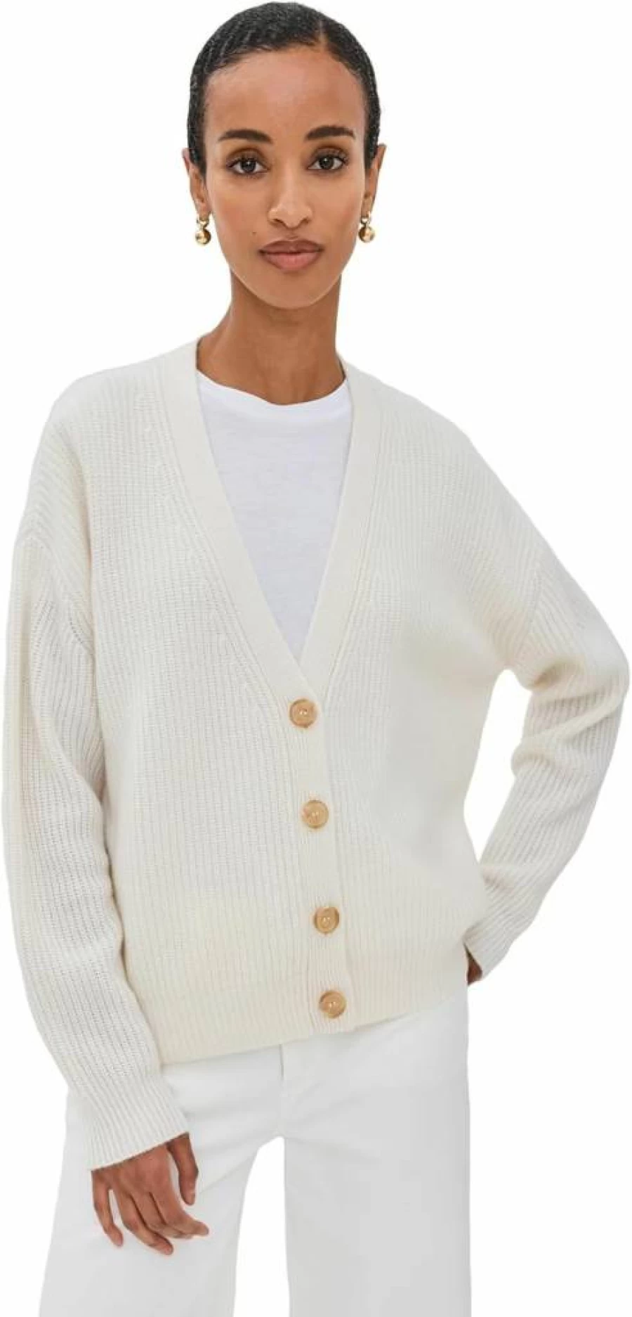 Jenni Kayne Women's Cropped Cashmere Cardigan Soft Cocoon Sweater Luxury Knitwear