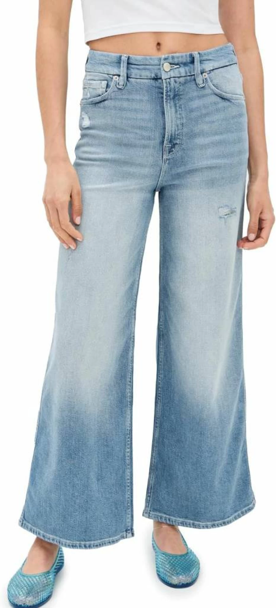Good American Women's Good Skate Wide-Leg Cropped Jeans - Denim Pants for Style & Comfort