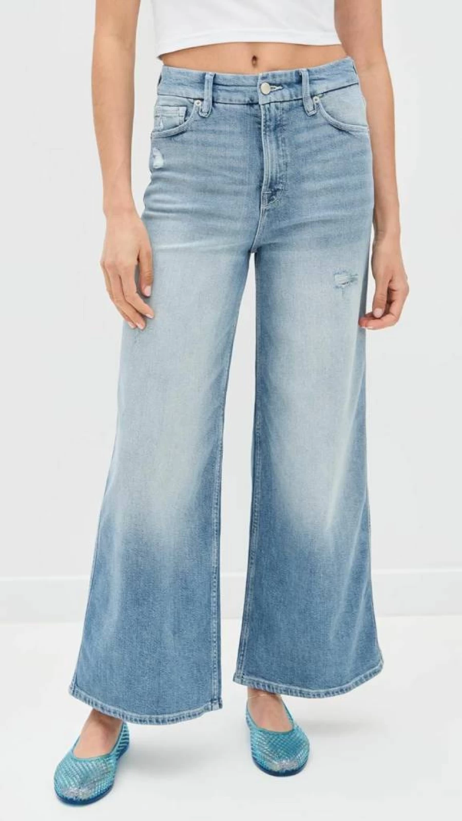 Good American Women's Good Skate Wide-Leg Cropped Jeans - Denim Pants for Style & Comfort