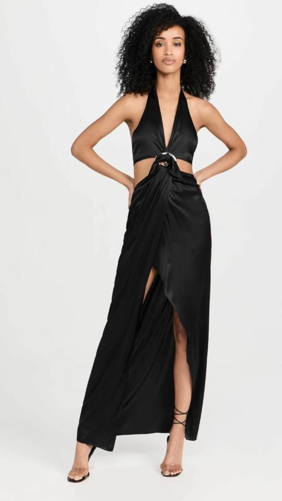 Louisa Ballou Women's Elegant Long Buckle Detail Dress - Stylish & Sophisticated Design