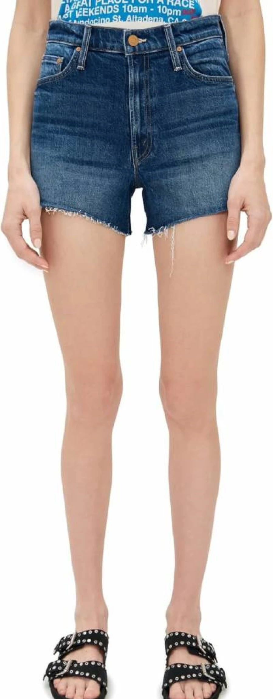 MOTHER Women's The Dodger Distressed Denim Shorts