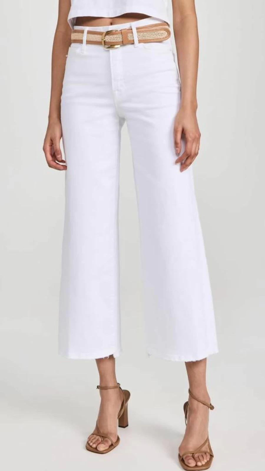 Good American Indigo737 Soft-Tech Cropped Palazzo Jeans for Women - High Waist Comfort Denim