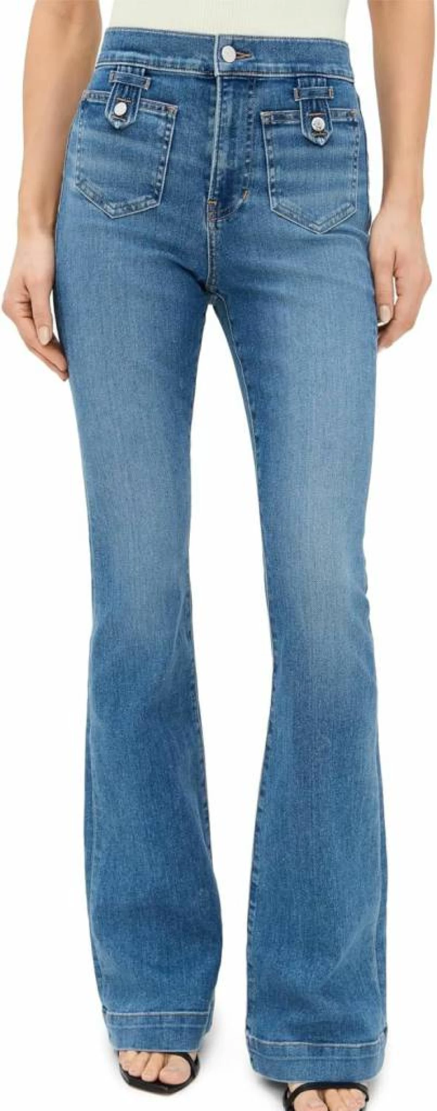 Veronica Beard Jean Women's Beverly High Rise Skinny Flare Jeans - Slim Fit Stretch Denim Pants for Women